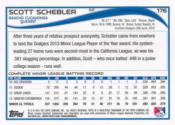 2014 Topps Pro Debut #176 Scott Schebler Back