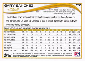 2014 Topps Pro Debut #192a Gary Sanchez Back