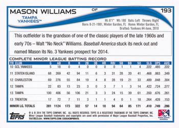 2014 Topps Pro Debut #193 Mason Williams Back