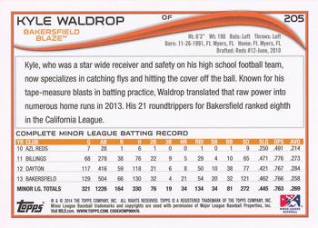 2014 Topps Pro Debut #205 Kyle Waldrop Back