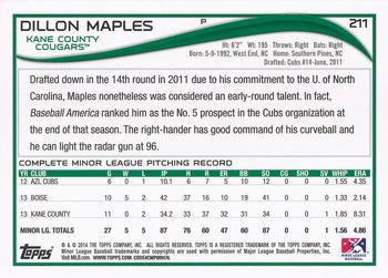 2014 Topps Pro Debut #211 Dillon Maples Back