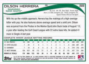 2014 Topps Pro Debut #222 Dilson Herrera Back