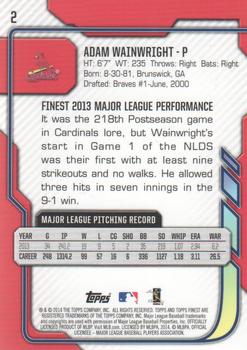 2014 Finest #2 Adam Wainwright Back