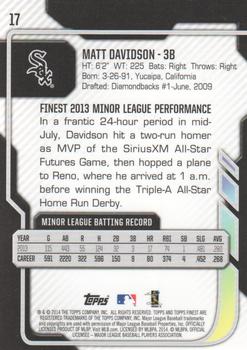 2014 Finest #17 Matt Davidson Back