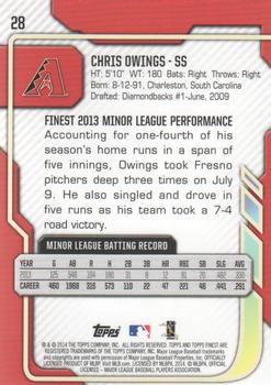 2014 Finest #28 Chris Owings Back