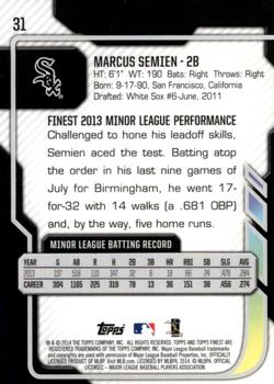 2014 Finest #31 Marcus Semien Back