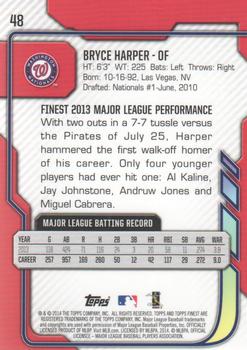 2014 Finest #48 Bryce Harper Back