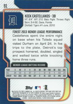 2014 Finest #91 Nick Castellanos Back