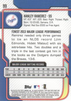 2014 Finest #99 Hanley Ramirez Back