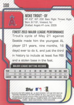 2014 Finest #100 Mike Trout Back