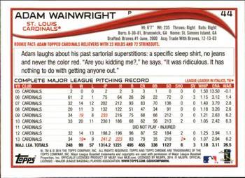 2014 Topps Chrome #44 Adam Wainwright Back