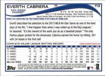 2014 Topps Chrome #113 Everth Cabrera Back