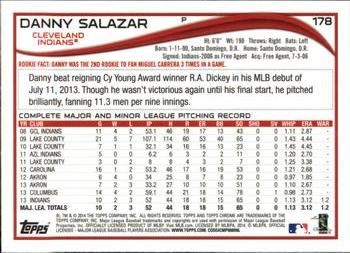 2014 Topps Chrome #178 Danny Salazar Back