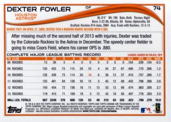2014 Topps Chrome #74 Dexter Fowler Back