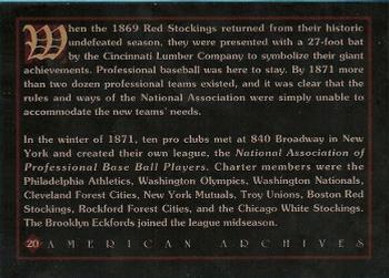1994 American Archives Origins of Baseball #20 Cincinnati Celebration Back