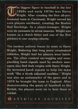 1994 American Archives Origins of Baseball #21 Harry Wright Back