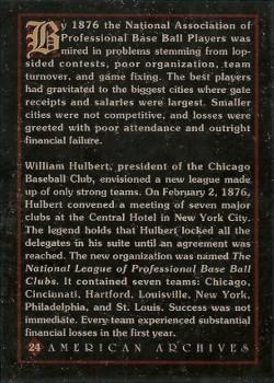 1994 American Archives Origins of Baseball #24 William Hulbert Back