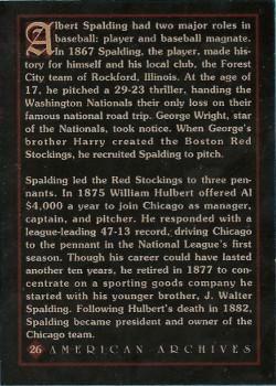 1994 American Archives Origins of Baseball #26 A.G. Spalding Back