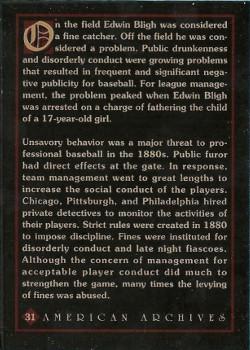 1994 American Archives Origins of Baseball #31 Edwin Bligh Back