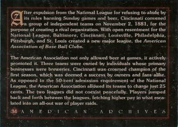 1994 American Archives Origins of Baseball #34 Cincinnati Ball Club Back