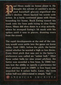 1994 American Archives Origins of Baseball #37 Paul Hines Back