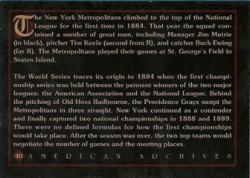 1994 American Archives Origins of Baseball #40 New York Metropolitans Back