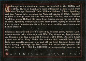 1994 American Archives Origins of Baseball #45 Chicago Ball Club Back