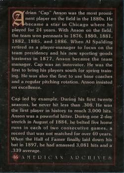 1994 American Archives Origins of Baseball #46 Cap Anson Back