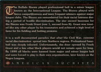 1994 American Archives Origins of Baseball #49 Buffalo Bisons 1887 Back