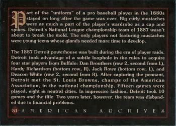 1994 American Archives Origins of Baseball #51 Detroit Ball Club Back