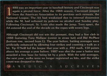 1994 American Archives Origins of Baseball #58 Cincinnati Ball Club Back