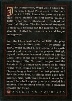 1994 American Archives Origins of Baseball #61 John M. Ward Back