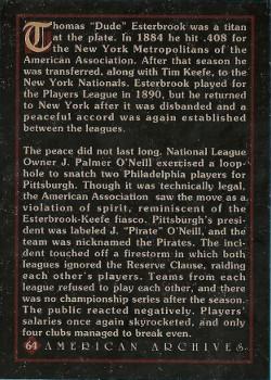 1994 American Archives Origins of Baseball #64 Tom Esterbrook Back