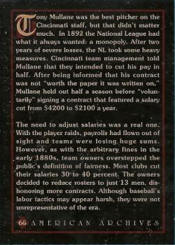 1994 American Archives Origins of Baseball #66 Tony Mullane Back