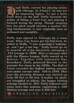 1994 American Archives Origins of Baseball #75 Hugh Duffy Back