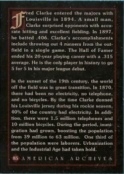 1994 American Archives Origins of Baseball #85 Fred Clarke Back