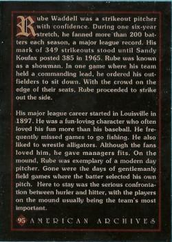 1994 American Archives Origins of Baseball #95 Rube Waddell Back