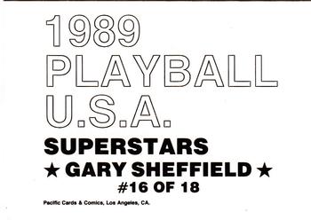 1989 Pacific Cards & Comics Playball U.S.A. (unlicensed) #16 Gary Sheffield Back