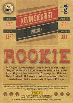 2013 Panini America's Pastime - Gold #194 Kevin Siegrist Back