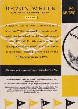2013 Panini America's Pastime - All-Panini Autographs Red #AP-DW Devon White Back