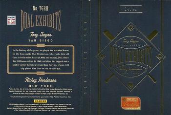 2013 Panini America's Pastime - Dual Exhibits Booklets Gold #TGRH Tony Gwynn / Rickey Henderson Back