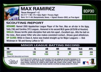 2008 Bowman Draft Picks & Prospects #BDP30 Max Ramirez Back