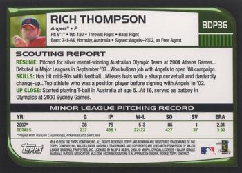 2008 Bowman Draft Picks & Prospects #BDP36 Rich Thompson Back