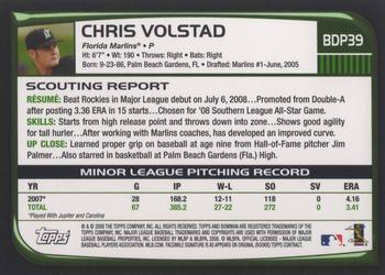 2008 Bowman Draft Picks & Prospects #BDP39 Chris Volstad Back
