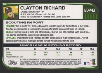2008 Bowman Draft Picks & Prospects #BDP43 Clayton Richard Back