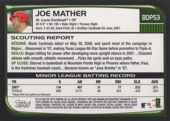 2008 Bowman Draft Picks & Prospects #BDP53 Joe Mather Back