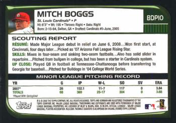 2008 Bowman Draft Picks & Prospects #BDP10 Mitch Boggs Back
