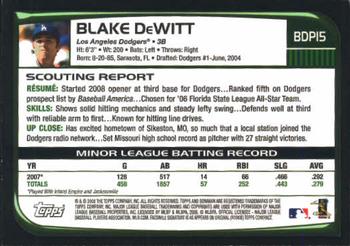 2008 Bowman Draft Picks & Prospects #BDP15 Blake DeWitt Back