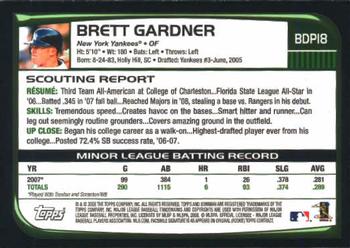 2008 Bowman Draft Picks & Prospects #BDP18 Brett Gardner Back