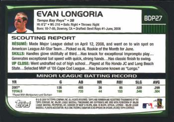 2008 Bowman Draft Picks & Prospects #BDP27 Evan Longoria Back